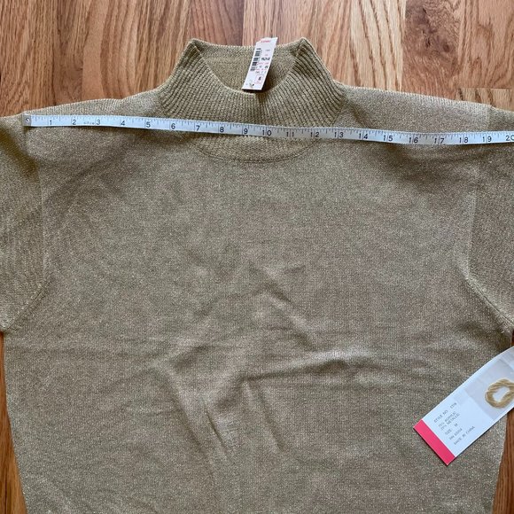 LISE J. Women’s Vintage Mock Neck Lurex Gold Sweater Sz M, Acrylic, Metallic NWT - Picture 8 of 8